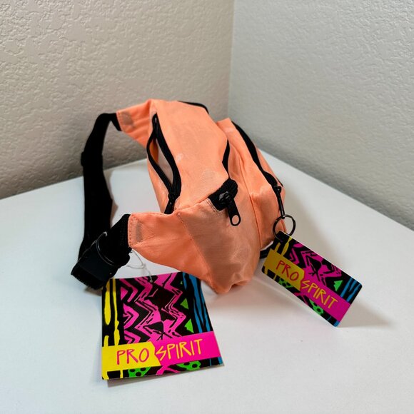 NWT VTG Pro Spirit 90s Fanny Pack Neon Orange Double Pocket Belt Bag Hip Pack - Picture 4 of 14
